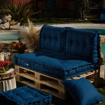 Coussins palette capitonné 120x80x20cm Bleu petrole - Deco-arts.fr