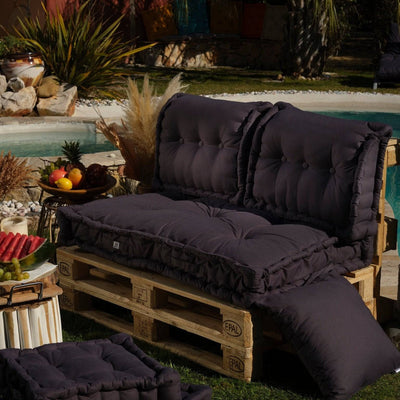 Coussins palette capitonné 120x80x20cm Gris Carbone - Deco-arts.fr