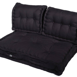 Kit Coussins Palette Europe 120x80 Gris Carbone - Assise XXL Épaisse 20cm (1 Assise + 2 Dossiers)