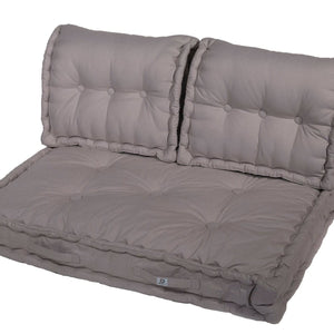 Kit Coussins Palette Europe 120x80 Gris Galet - Assise XXL Épaisse 20cm (1 Assise + 2 Dossiers)