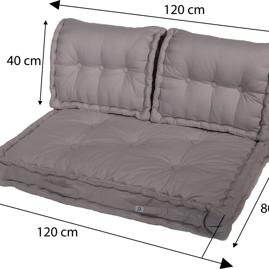 Kit Coussins Palette Europe 120x80 Gris Galet, garnissage en flocons de mousse
