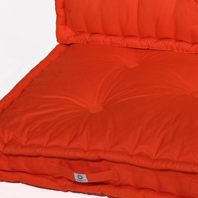 Kit de coussins Palette Europe Deco Arts, assise XXL orange 120x80cm avec dossiers épais pour fauteuils et canapés.