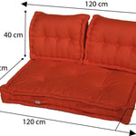 Kit de coussins palette Deco Arts, assise et dossiers orange 120x80cm, épaisseur 20cm pour fauteuils et canapés.