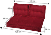 Coussins palette capitonné 120x80x20cm Rouge piment - Deco-arts.fr