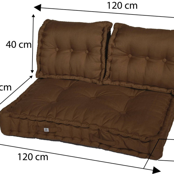 Kit de coussins Palette Europe Deco Arts, assise et dossiers rouille 120x80cm, épais 20cm pour fauteuils et canapés.