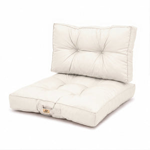 Ensemble Coussins Capitonné 60x60 Blanc Cassé - Épais 15cm & Moelleux (Assise + Dossier)