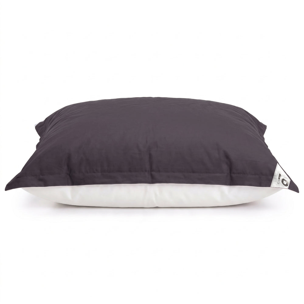 Housse seule à garnir – Pouf géant flottant Gris Carbone de profil : épaisseur et dessous en mesh blanc