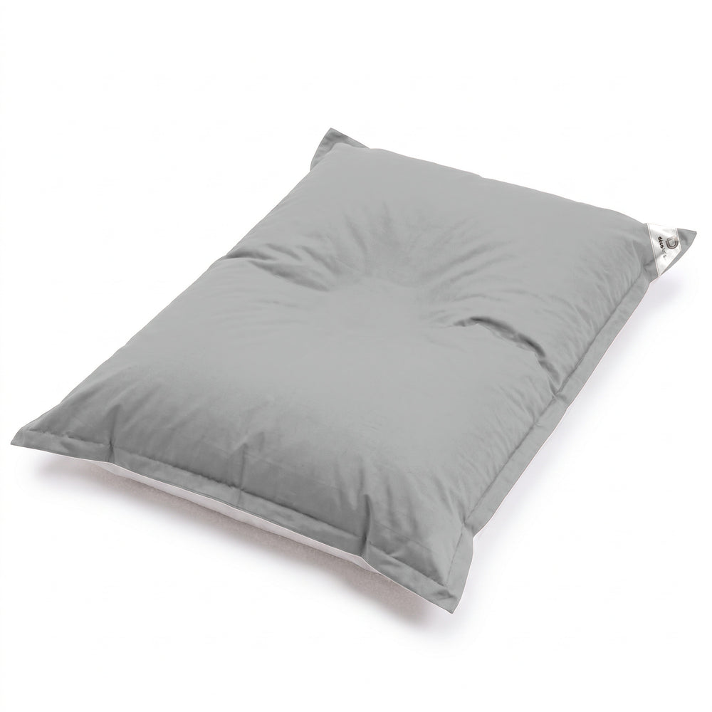 Housse seule à garnir – Pouf géant flottant Gris Galet sur fond blanc, vue plongeante