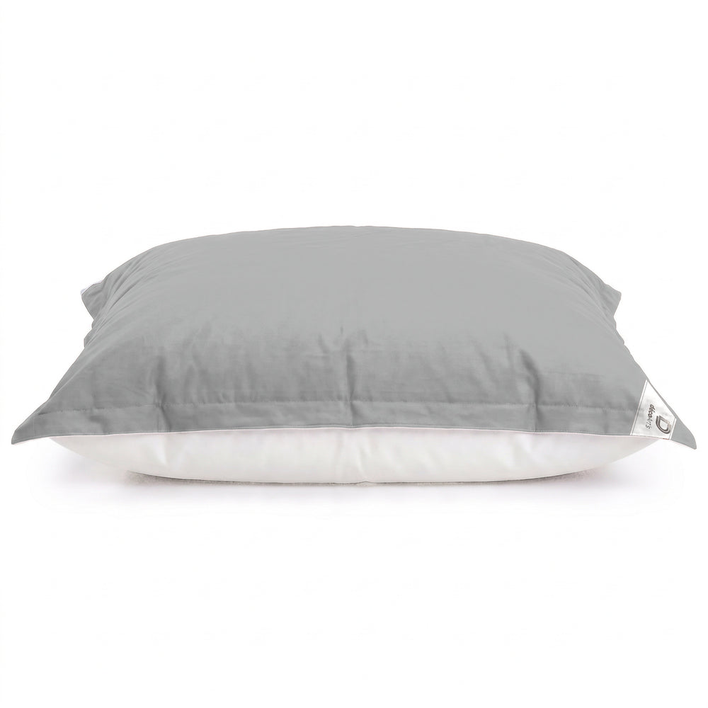 Housse seule à garnir – Pouf géant flottant Gris Galet de profil : épaisseur et dessous en mesh blanc