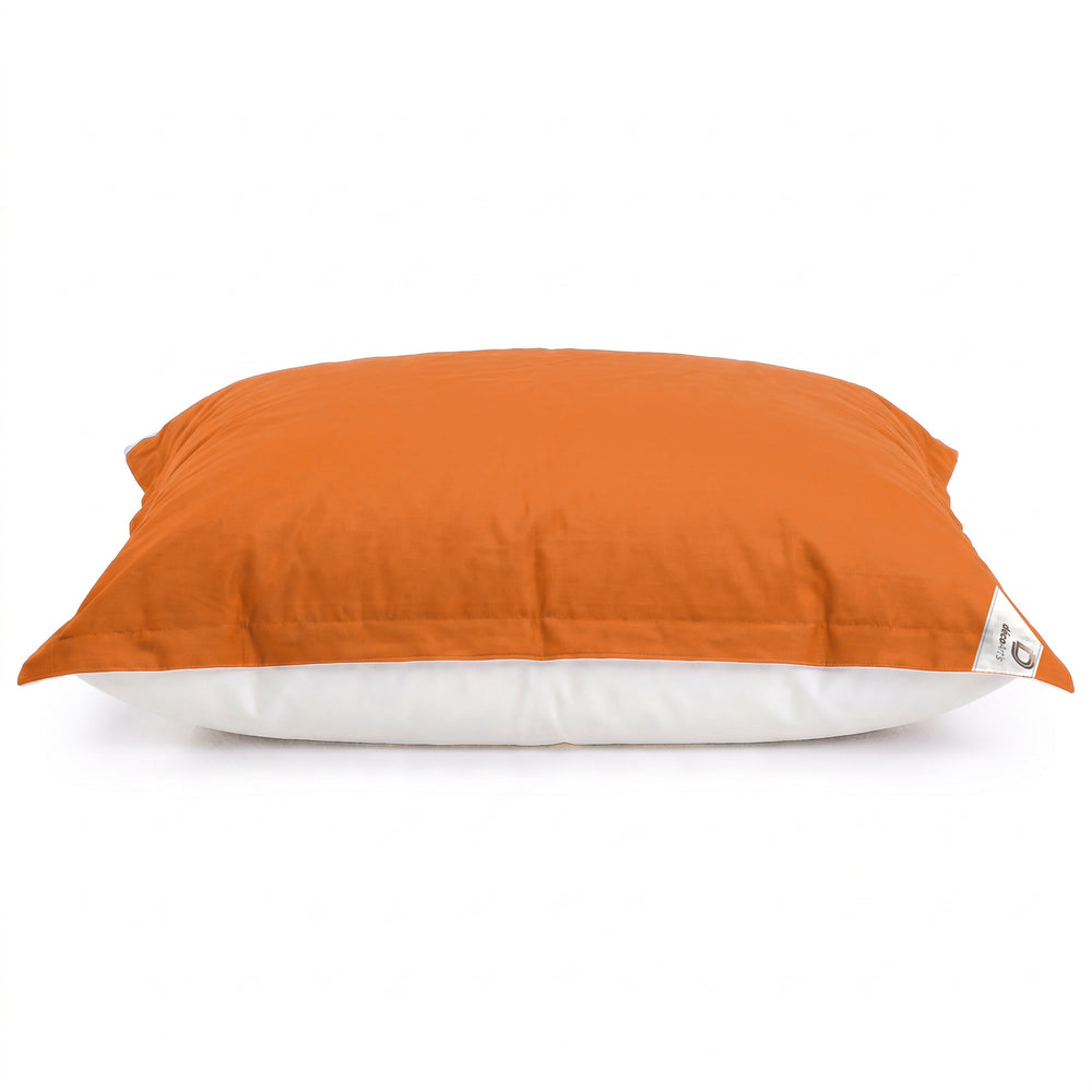 Housse seule à garnir – Pouf géant flottant Orange de profil : épaisseur et dessous en mesh blanc