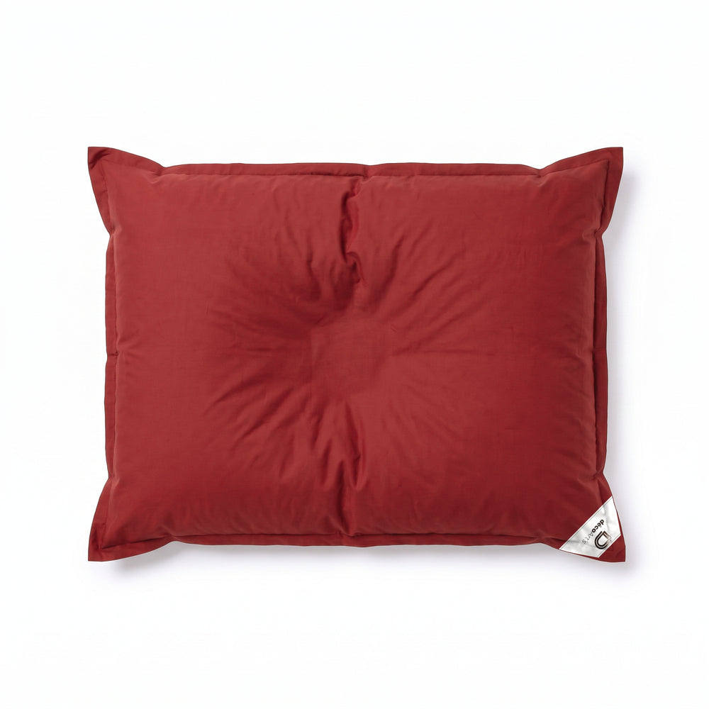 Housse seule à garnir – Pouf géant flottant Rouge Piment vu de dessus sur fond blanc