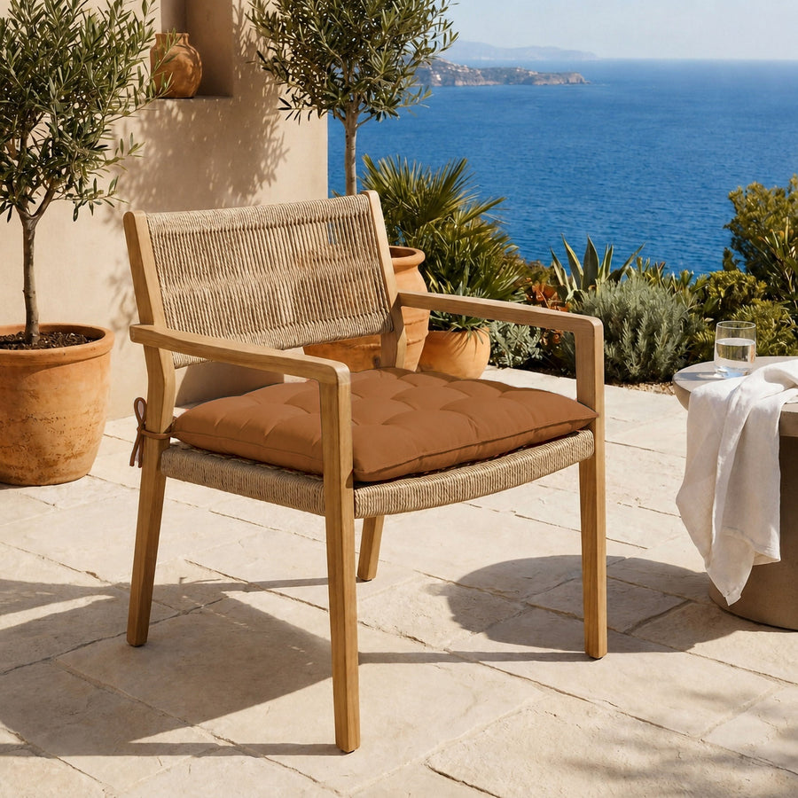 Set of 4 Chair Pads 40x40 Rust - Indoor & Outdoor (Water-Repellent with Ties)