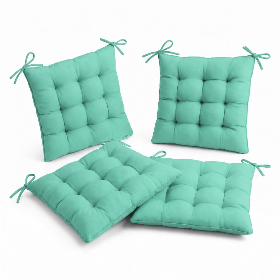 Set of 4 Chair Pads 40x40 Mint Green - Indoor & Outdoor (Water-Repellent with Ties)