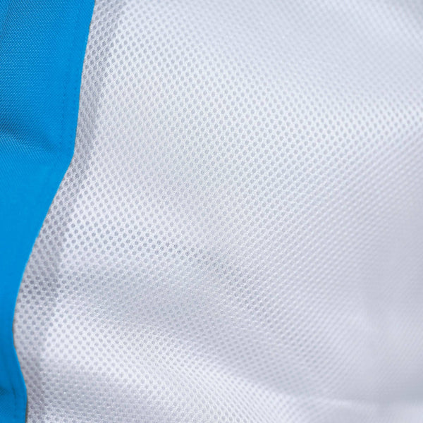 Pouf flottant géant XXL pour piscine en bleu pétrole, matelas hamac à billes, confort adulte, extérieur, déhoussable.