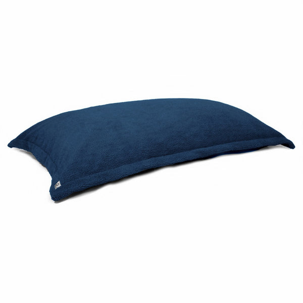 Pouf Intérieur XL - Housse Sherpa (Effet Mouton) Garnissage en flocon de mousse 150x100cm - Bleu pétrole - Deco-arts.fr