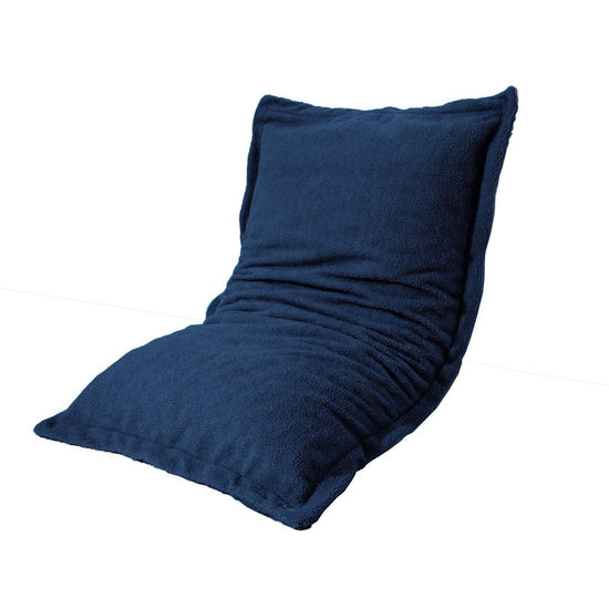 Pouf Intérieur XL - Housse Sherpa (Effet Mouton) Garnissage en flocon de mousse 150x100cm - Bleu pétrole