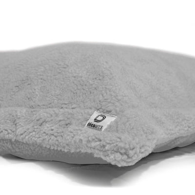 Pouf Intérieur XL - Housse Sherpa (Effet Mouton) Garnissage en flocon de mousse 150x100cm - Gris galet - Deco-arts.fr