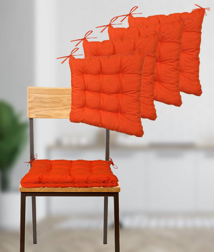 Lot de 4 Galettes de chaise 40 x 40 cm - Orange - Deco-arts.fr