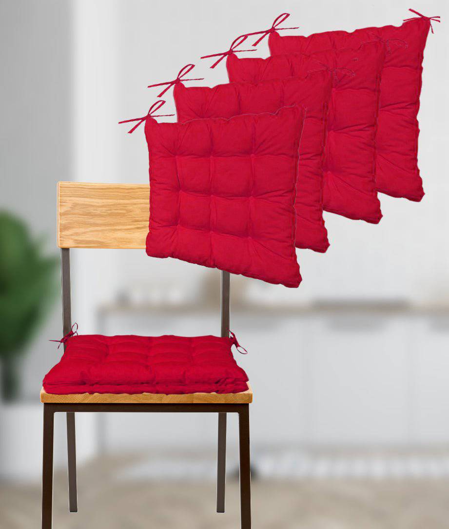 Galette de chaise déhoussable, rouge, 40x40cm, 100% microfibre, attache à  lacets - Conforama