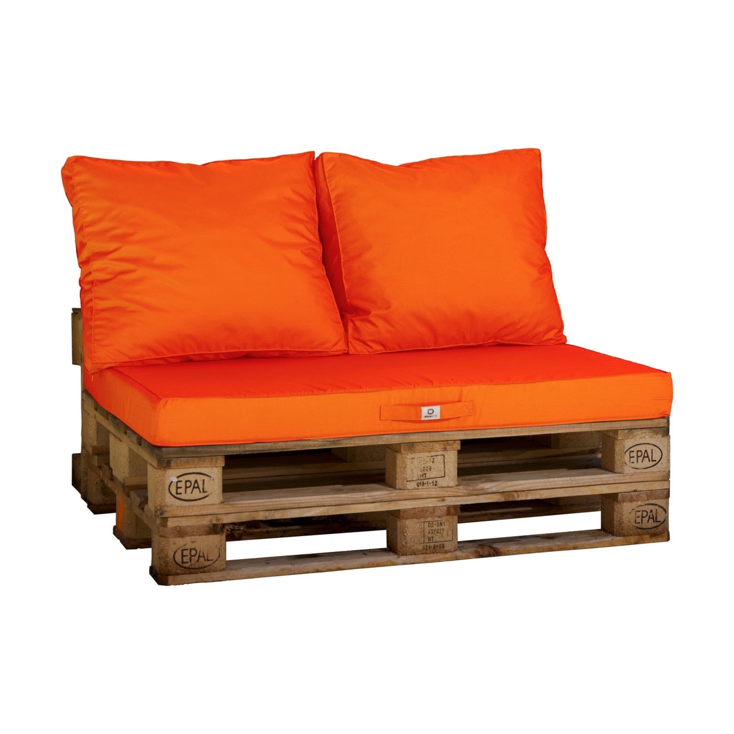Lot matelas pour palette déhoussable avec assise de 120x80x10cm et dossier Orange - Deco-arts.fr